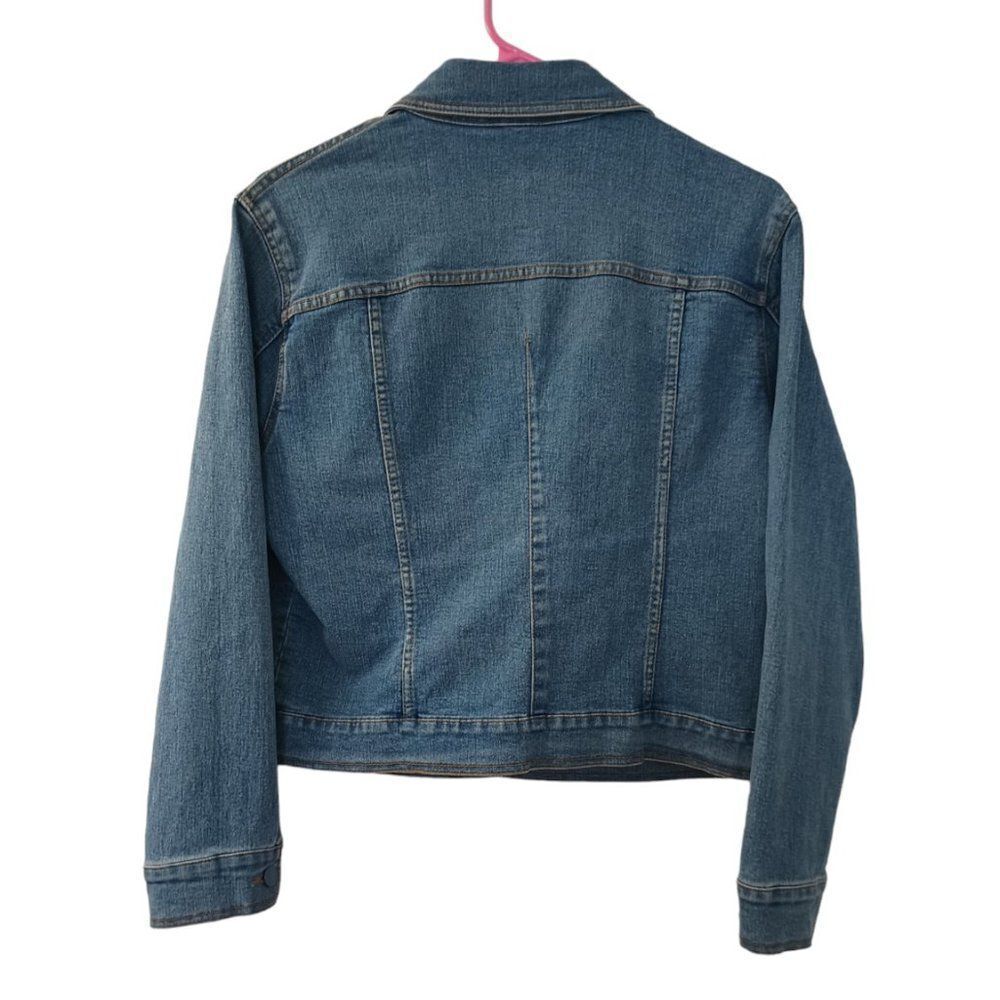 Very Vera Cropped Embroidered Jean Jacket‎ Size Large Petite - Picture 2 of 8